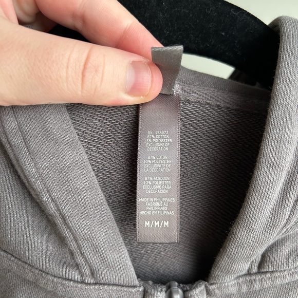 Skims Charcoal Ash Gray Classic Full Zip Up Hoodie French Terry Medium - Picture 7 of 8